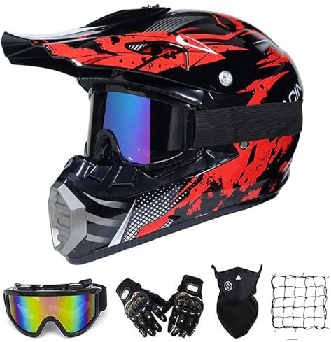 Motorrad Crosshelm Damen Pink Schwarz Helm Motocross Helm Adult Fullface-Helm Motorradhelm Enduro MTB Off Road Downhill Bike Mountainbike BMX ATV Cross-Country mit Abnehmbares Futter,L