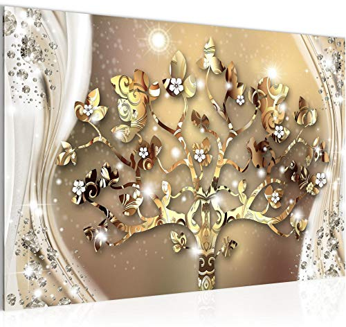 Runa Art Quadro Gustav Klimt Albero Della Vita Moderni Murale - Made In Germany - Astratto Oro Corridoio 022215a