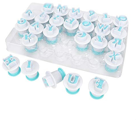 26pcs fondente alfabeto lettere taglierine biscotti timbri biscotti fai da te impressionare protezione ambientale sicurezza per pasticcini (plastica, 26 pezzi)(lettera maiuscola)