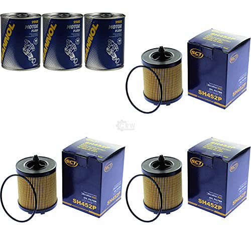 QR-Parts Set 85455589 SH 452 P 9900 3x Original SCT Ölfilter + Motor Flush Motorspülung