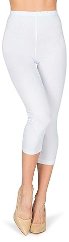 looksy Capri 3/4-långa leggings för kvinnor träningsbyxor beskurna yoga bomullsbyxor plusstorlek, Vitt, XXL