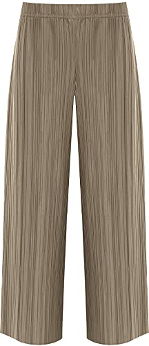 Top Fashion18 Ladies Pleated Wide Leg Flared Casual Palazzo Trousers Pants Size 14-30 (Mocha, 16-18)