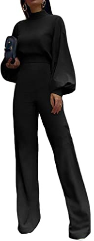 shownicer Monopezzi e Tutine da Donna Tuta Lunga Jumpsuit Elegante Abito Cerimonia Manica a Lanterna Tuta Intera Donna Jumpsuit Manica Lunga Casual