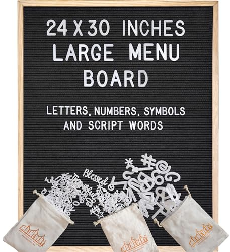 Blackboard Letter Board - 24x30 Inch Large Felt Message Board for Restaurant Menus