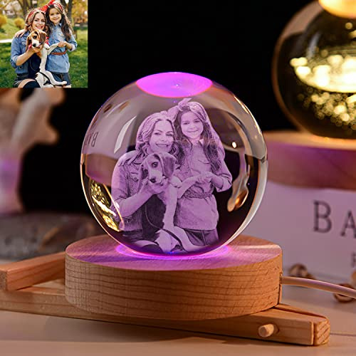 Angry Egg Boy Personalized 3D Crystal Ball Photo Night Light | Custom Engraved Picture Keepsake Gift for Birthday Wedding, Family Baby Mom Dad Gift Crystal Ball Colorful Atmosphere Lights