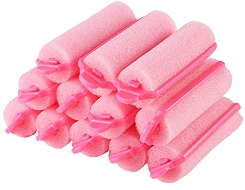 12 Bigodini per capelli in schiuma, bigodini in spugna morbida design con fibbia, bigodini per acconciatura, rullo per capelli per donne e ragazze, bambini acconciatura (20 mm, rosa)
