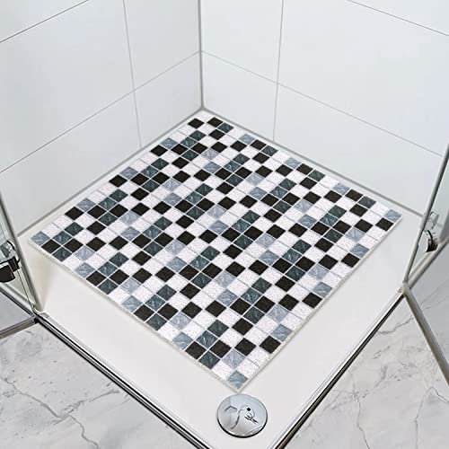 rutschfeste Duschmatte: 60x60 cm Quadratische weiche PVC-Loofah Duschmatte mit Drainagelöchern, schnelltrocknend, schimmelresistent und BPA-frei für die Innendusche