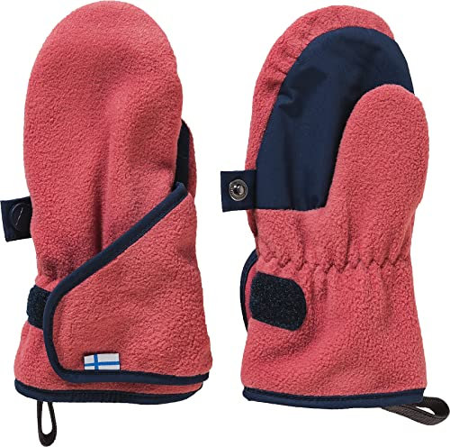 Finkid Lapanen Light Pink - Warme atmungsaktive Kinder Fleece Fäustlinge, Größe M - Farbe Rose - Navy
