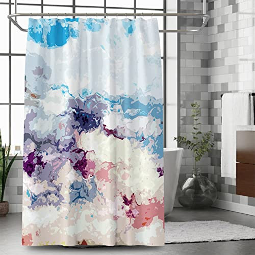 Hoisy Shower Curtains Waterproof, Duschvorhang für Draußen Abstrakte Graffiti Blau Lila Rosa Größe 80X180CM