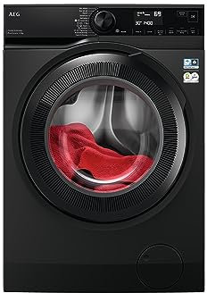 AEG LFR7394V4B Lavadora de Carga Frontal 9 Kg, 1400rpm, Libre Instalación, Motor Inverter, Programa Rápido, Función Vapor, Display LCD XXL, Bloqueo infantil, Negro, Clase A