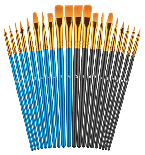 PINEPAN Pinsel-Set, Nylon-Pinsel-Set für PINEPAN Acrylfarben, Aquarellfarben und Ölfarben, einfach zu verwenden für Anfänger und Künstler, 10 Verschiedene Größen, 20 Stück
