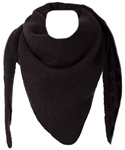 stylx Damen Schal XXL Dreieck mit Blumenmuster 3-Eck Schneeflocke Warm Weich Strickschal Karo Winterschal Herbstschal Wolleschal Frauen Deckenschal Halstuch Scarf Poncho Cape (UNI schwarz)