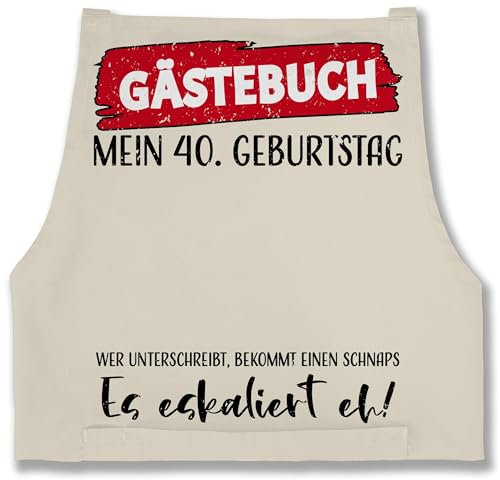 Schürze - Gästebuch 40. Geburtstag - 85x69 - Natur Weiß - geschenke für männer 40 40-er schürzen 40ig 40ster 40ter 40iger 40ger geburtstagsartikel 40igster made in 1983 zehnunddreissig 40er