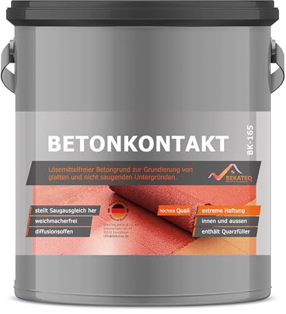 Betonkontakt 7kg innen und aussen, für glatte Untergründe - optimaler Haftgrund für Beton, Putz, Holz, Fliese, Gips, OSB - Grundierung & Haftbrücke - frostfest, wasserfest - BEKATEQ BK-165