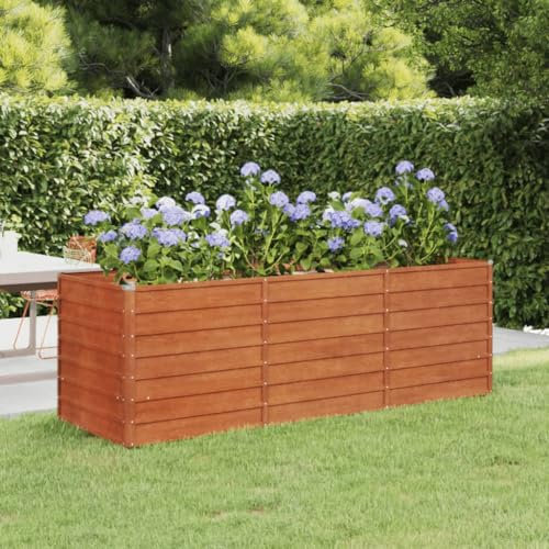 Jardinière surélevée en acier Corten 240 x 80 x 77 cm
