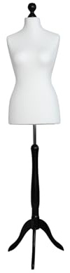 LUSORIA Schneiderpuppe, Schneiderbüste weiblich weiß/schwarzes Holz (XL 42/44)