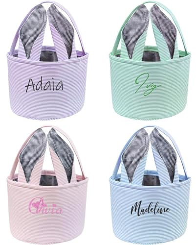 Personalisierter Osterkorb mit Namen, Ostergeschenk für Kinder, personalisiertes Monogramm-Osterkorb, Osterkorb für Jungen, Osterkorb für Mädchen (Lavendel, personalisierbar)