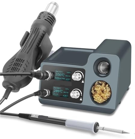 Stazione di saldatura Pistola Ad Aria Calda T12 Stazione Di Saldatura For Rilavorazione Maniglia Elettronica Digitale OLED T12 Auto Sleep Dissaldatura Riparazione Strumenti Di Saldatura con riscaldame
