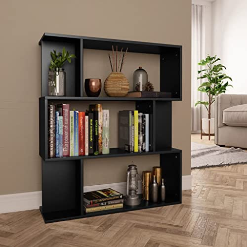 BUKSCYJS Bücherregale，Regal mit Stauraum，Praktisches Bücherregal，Organizer-Würfel，Bücherregal/Raumteiler Schwarz 80x24x96 cm Holzwerkstoff，Geeignet für Wohnzimmer, Schlafzimmer, Arbeitszimmer, Büro