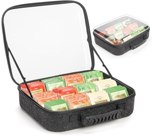 Spacimgy Large Tea Bag Organizer Box,12 Compartments Eco-Friendly Tea Bag Holder with Clear Window,Tea Bag Organizer Drawer Multi-Functional Storage Case for Kitchen Cabinet & Pantry