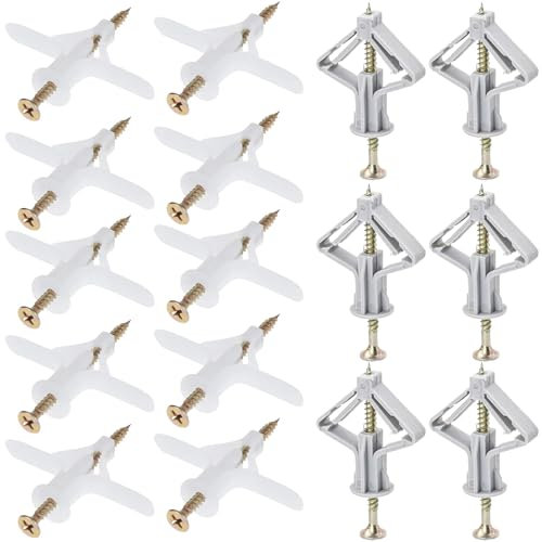 100 Stk Hohlraumdübel m8 Set, Trockenbau Dübel, Gipskartondübel, Spreizdübel, Hohlraumdübel Gipskarton, Spreizdübel Rigips 8mm, Spreizdübel mit Schrauben, 50 Butterfly Dübel, 50 Flugzeugform Dübel