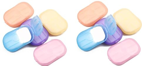 10 Boxes Portable Disposable Soap Paper Flakes Washing Cleaning Hand Bath Travel Scented Mini Slice Sheets for Outdoor Travel Kitchen Toilet Camping Hiking,Random Color