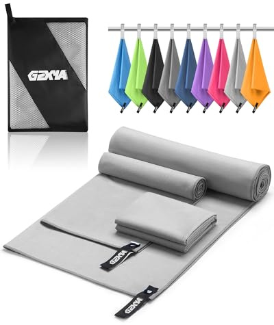 GZXYA Mikrofaser Handtuch 3er-Set Schnelltrocknendes Microfaser | 180 x 60 cm großes Badetuch + 2 Stück 80x40 cm kleines Towels,Sport Fitness Handtuch,Dünn Schnelltrocknend