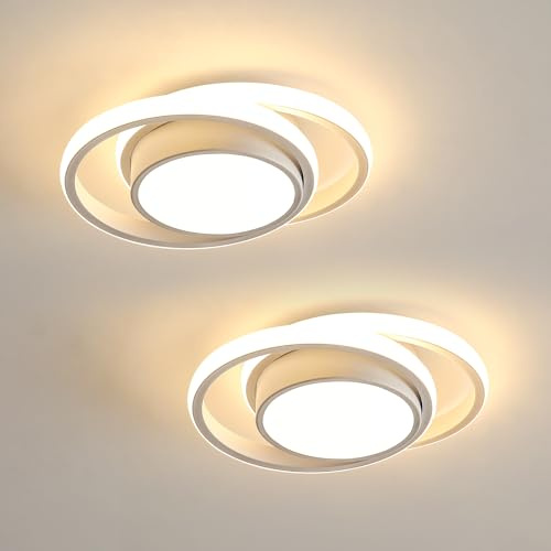 Comely 2 Stück LED Deckenleuchte für Schlafzimmer, Küche, Flur, 32 W 2350LM Deckenlampe Moderne, Runde LED Lampe Decke, Warmes Licht 3000K, Durchmesser 28cm, Weiß