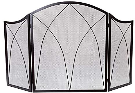 MYVVKIA Pare-étincelles pour cheminée, Grille de Protection en Acier à 3 Panneaux, Simple, pour décoration de Salon et de Maison – Noir