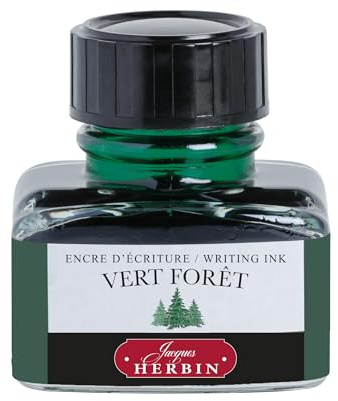 Jacques Herbin 13040T - One 30 ml Bottle of Ink for Fountain pens and rollerballs, Vert Foret/Forest Green Colour - Made in France - Calligraphy Writing
