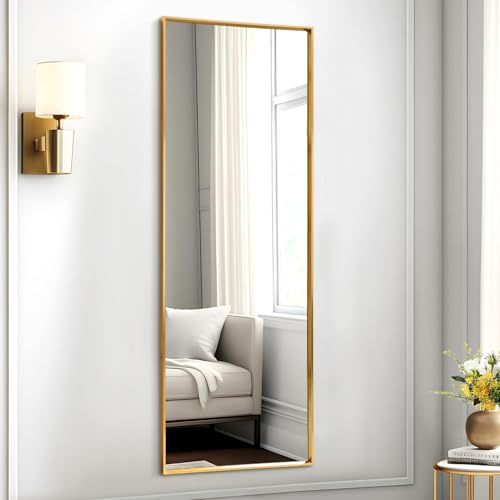 AAZZKANG Hanging Mirror Full Length Metal Framed Large Gold Mirrors 120x40cm for Bedroom Living Room Bathroom Dressing Room Entryway Wall Mounted Vertically or Horizontally