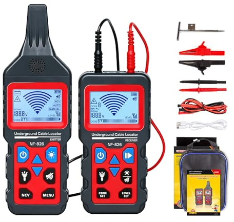 NF-826 Underground Cable Wire Locator, Underground Cable Detector, Wire Break Detector for Dog Fence Cables Irrigation Control Wires, Circuit Breaker Fault Finder, Pipeline Paths