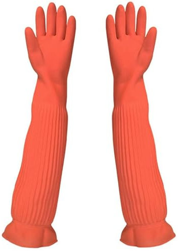Duroecsain Guanti in gomma con polsini extra lunghi, 1 paio di guanti da cucina, guanti da lavaggio auto adatti per lavaggio stoviglie, pulizia domestica e giardinaggio