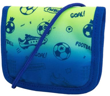 McNeill Brustbeutel Football 2T für Kinder – Geldbeutel zum Umhängen mit Klettverschluss, Reißverschlussfächern & Klarsichtfach – Ideal für Schule, Ausflüge und Reisen – 12 x 10 cm