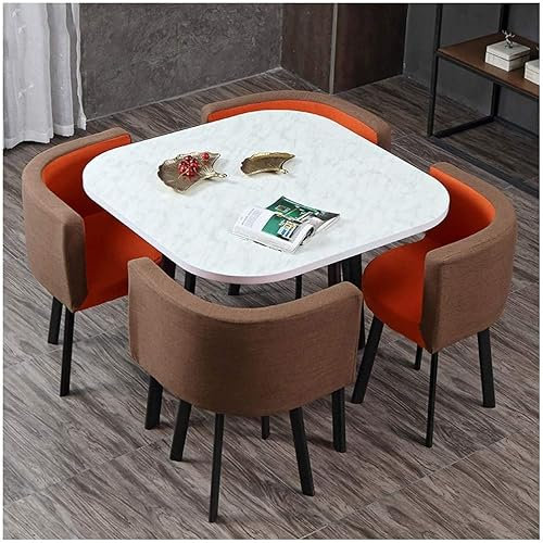 JDJXYNSRT Moderner Konferenztisch, Business-Couchtisch, Esstisch und Stühle, Set mit 4 Stühlen, Kleiner rechteckiger Holztisch, Moderne Wohnküche, Wohnzimmermöbel, Kombination aus Stoffsitz (Farbe