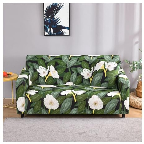 HIKOO DAILY 1pc Stylish Floral Printed Stretch Sofa Covers With Elastic Band Furniture Protector For Bedroom Office Living Room Home Decor(Color 14,1pc 4 Seater)
