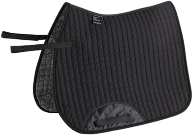 Merauno ® Cotton Saddle Pad, GP Universal, Soft, Durable, Premium Quality, Classic Jumping Saddle Cloth, Breathable, Easy to Clean, Versatile, Black VSS