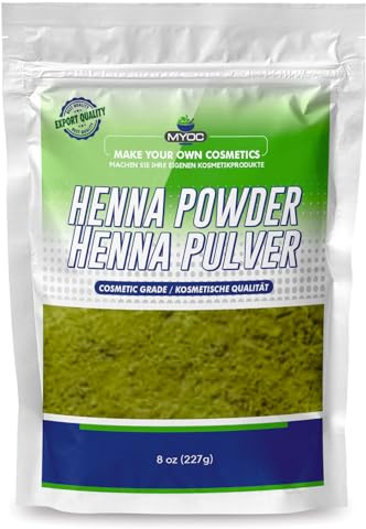 Myoc Poudre de henné - Qualité cosmétique - Pour les formulations de soin des cheveux et de la peau - Poudre à base de plantes fine pour masques, nettoyants et savons - 227 g