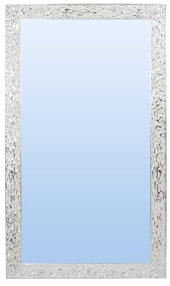 Espejo de Pared a Medida Personalizada hasta 200cm con Marco blanco y plata relieve grabado de 8,5cm de Ancho Ref. 2827-112 para Entrada, salón, habitación, baño o despacho. Medida Exterior del Marco