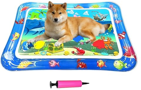 Yugugomo Katzen Wasserkissen - Aufblasbare Trinkmatte 66 X 47 cm | Wasserdicht rutschfest Kühlkissen Spielzeug Für Kätzchen Welpen