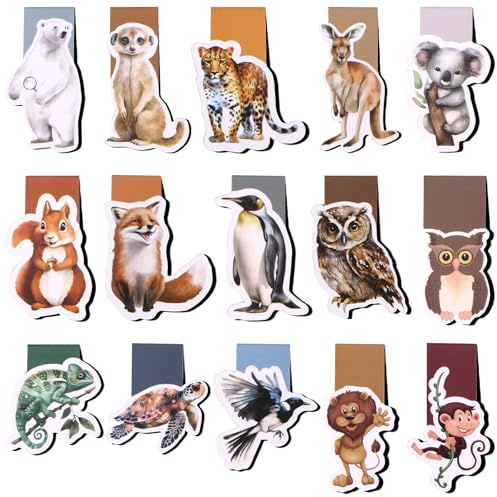 HAQIUHETO 15 Stück lesezeichen magnetisch, Tiere lesezeichen kinder Kleine Geschenke für kinder Schüler Freund Buchliebhaber Magnet Seite Marker, Nikolausgeschenke Weihnachtsgeschenke für Kinder | kinder Kleine Geschenke für kinder Schüler Freund Buchliebhaber Magnet Seite Marker Weihnachtsgeschenke