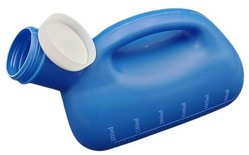 3000ml Portable Urinal for Men,Large Capacity Bottle with Lid, Easy-to-Use Pee Bottle for Elderly, Travel & Night Use, Clear Measurement Markings, Antis-Spill Design, Durable with Handle (Blue)