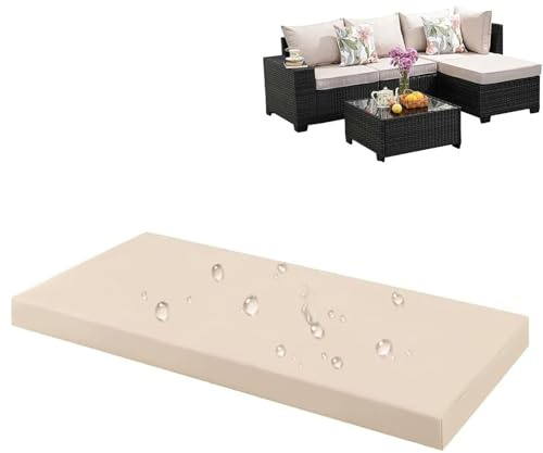 Cojín impermeable antideslizante para banco de exterior, resistente a la intemperie, para sofá, jardín, interior, alféizar de la ventana, color blanco, 100 x 55 x 5 cm, perfecto para comodidad y