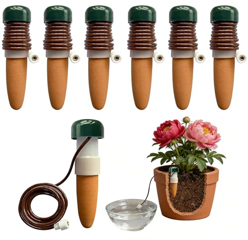 Rongrongago 6 Pièces Distributeurs D'eau pour Plantes D'intérieur, Système D'arrosage Automatique Plante D'irrigation D'eau, Goutte a Goutte Bouteille pour Arroser Fleurs et Plantes