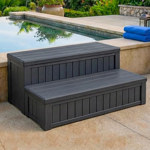 DIMAR GARDEN Hot Tub Steps with Storage Outdoor Above Ground Pool Steps
