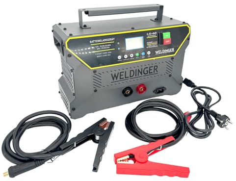 WELDINGER Autobatterie-Ladegerät LG60 smartinvert 60A Load Repair Boost Start 12-24V Blei-, Säure-, Calcium-, Gel-, AGM-, Wet-, EFB- und Lithiumbatterien, vollautomatischer Ladezyklus