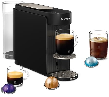 Nespresso Vertuo Up by Krups, Coffee Pod Machine with Precision Brewing, Fast Heat-Up, Compact Design, Adjustable Water Tank, Espresso, Lungo, Americano, Latte and Ice Coffee, Black (XN9408G0)