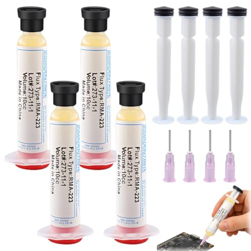 ZCAYJR Flussante per saldatura 4 Pezzi - No-clean flux pen per SMD, senza residui, puntale fine, per riparazioni elettroniche precise