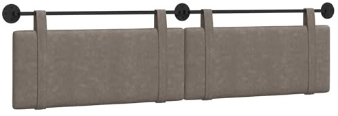 Qnhdfrt Hängendes Kopfteil Grau Antikes PU, Bettkopfteil für Wandmontage, Gepolstertes Wandkissen für Schlafzimmer & Gästebett, 210 x 55 x 5 cm, Set mit 2 Kopfteilplatten & Metallschienen
