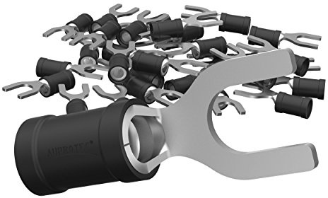 AUPROTEC 100x Connettore a Forcella 2,5-4,0 mm² nero foro Ø M5 SV Capicorda Preisolati PVC Connettori a Forchetta Rame Stagnato Terminali Crimp per Cavi Fili Elettrici